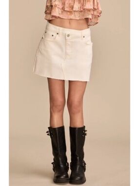 NWT Lucky Brand Women's Ponte Micro Mini Skirt Raw Hem Light Beige Size 8/29